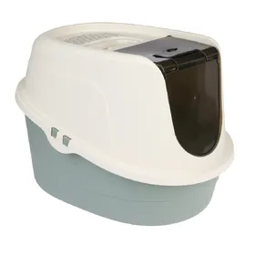Meilleurs prix pour Litière pour chats avec couvercle Teala de TIAKI blanc / bleu sarcelle