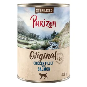 Comparer les prix de 6x 400g Purizon Adult Sterilised filet de poulet avec saumon nourriture pour chats humide