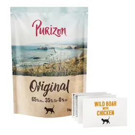 Comparer les prix de 2kg Purizon Adult Sanglier avec poulet sans céréales croquettes pour chat