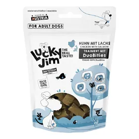 Comparer les prix de 3x70g Lucky Jim DuoBities poulet au saumon friandises pour chien