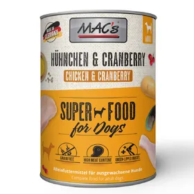 Comparer les prix de MAC's Adult 6 x 800 g pour chien - poulet, airelles
