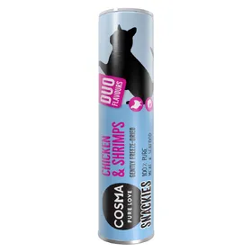 Meilleurs prix pour Cosma Snackies DUO 2 en 1 (5x115g) blanc de poulet, crevettes - Friandises pour chat