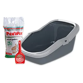 Comparer les prix de PeeWee EcoMinor Bac à litière anthracite/gris pour chat - Maison de toilette pour chat