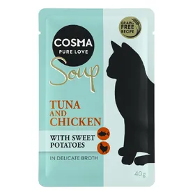 Comparer les prix de Cosma Soup thon, poulet, patate douce - Pâtée pour chat