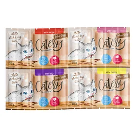 Comparer les prix de Lot mixte 2 Catessy Mini Sticks pour chat - 100 x 2 g avec 4 variétés différentes (bacon, foie, malt, fromage)