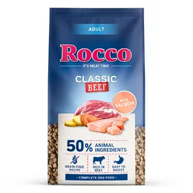 Comparer les prix de Rocco Adult Classic bœuf avec saumon - 10 kg