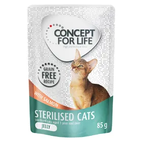 Comparer les prix de Lot Concept for Life sans céréales 24 x 85 g pour chat - Sterilised Cats saumon en gelée