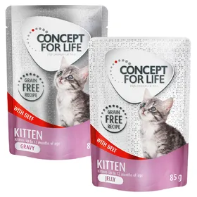 Comparer les prix de Lot Concept for Life sans céréales 24 x 85 g pour chat - Kitten bœuf en sauce