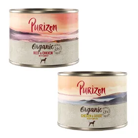 Comparer les prix de Purizon Organic Bio 6 x 200 g pour chien - lot mixte :  3 x poulet & oie, 3 x bœuf & poulet