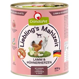 Meilleurs prix pour GranataPet Liebling's Mahlzeit 12 x 800 g - agneau, cœurs de poulet