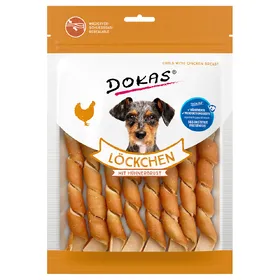 Comparer les prix de Torsades Dokas filet de poulet pour chien - 8 x 120 g