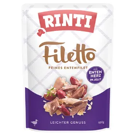 Comparer les prix de Lot RINTI Filetto en gelée 48 x 100 g pour chien - canard, cœur de canard
