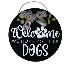 Comparer les prix de TIAKI Plaque de porte "Welcome - We Hope You Like Dogs" pour les amoureux des chiens