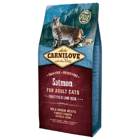 Comparer les prix de Adult Sensitive and Long Hair saumon Carnilove Croquettes pour chat