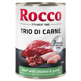 Comparer les prix de Rocco Classic Trio de viandes 6 x 400 g pour chien - bœuf, poulet, gibier