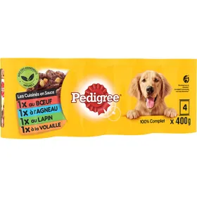 Comparer les prix de PEDIGREE LES CUISINES EN SAUCE Pâtée mixte aux petits légumes - 4 saveurs