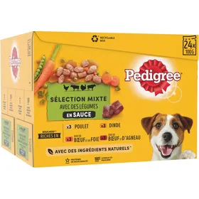 Meilleurs prix pour Pâtée Pour Chien Adulte Au Bœuf, À L'agneau, Au Poulet&Dinde Pedigree - Les 12 Sachets De 100g