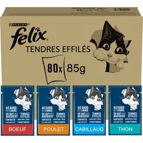 Meilleurs prix pour FELIX Tendres Effiles en Gelee Selection Mixte - 80 x 85g - Sachets fraicheur pour chat