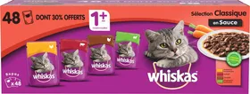 Meilleurs prix pour MEGA Pack de 48 Pâtées DONT 30% OFFERTS WHISKAS - Sélection de Viandes en Sauce et Poissons en Gelée pour Chat