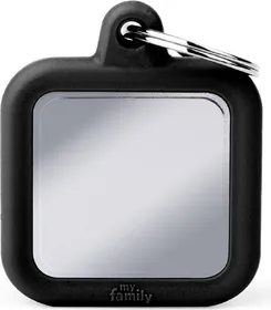 Meilleurs prix pour Médaille à graver Hushtag carré chrome noir
