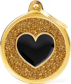 Meilleurs prix pour Médaille à graver Shine Cercle or et cœur noir