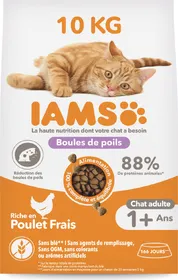 Comparer les prix de IAMS Advanced Nutrition croquettes anti boule de poils pour chat adulte au poulet frais
