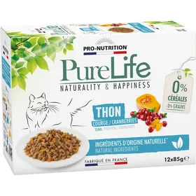 Meilleurs prix pour Pâtée pour chat au thon - PURE LIFE WET THON LOT - 2 cartons de 12 pochons  - Pro Nutrition - Flatazor