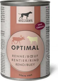 Comparer les prix de WILLIAM'S Pâtée pour chien sans céréales au renne et bœuf