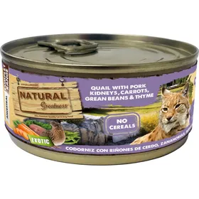 Comparer les prix de NATURAL GREATNESS Complet Sans céréales aux cailles et rognons de porc pour chats stérilisés