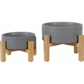 Meilleurs prix pour Zolux Gamelle céramique en grès Kéramo avec support pour petits chiens et chats - Gris