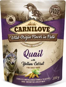Comparer les prix de CARNILOVE Sachet fraîcheur à la Caille et carotte jaune pour chien