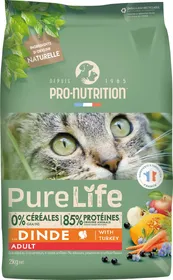 Meilleurs prix pour PURE LIFE CHAT ADULT  DINDE | Croquettes sans céréales pour  chat  à la dinde LOT - 2x2kg  - Pro Nutrition - Flatazor