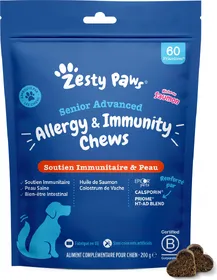 Comparer les prix de ZESTY PAWS Soutien Immunitaire &amp; Peau pour chien sernior