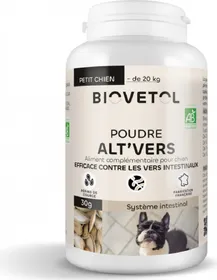 Comparer les prix de BIOVETOL Poudre Alt'vers bio pour petit chien