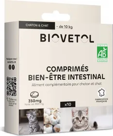 Comparer les prix de BIOVETOL Comprimés bien-être intestinal bio pour chat / chaton