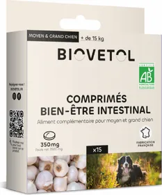 Comparer les prix de BIOVETOL Comprimés bien-être intestinal bio pour moyen / grand chien