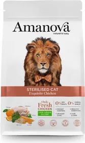Comparer les prix de AMANOVA Sterilised Croquettes avec 60% de poulet frais pour Chat stérilisé