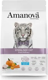 Meilleurs prix pour AMANOVA Sterilised Croquettes sans céréales avec 53% de poissons frais pour Chat stérilisé