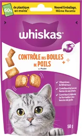 Comparer les prix de WHISKAS Controle des boules de poils au Poulet pour chat adulte