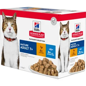 Comparer les prix de Pâtées Hill's Mature Adult 7+ poulet et poisson pour chat - Lot de 2x 12x85g