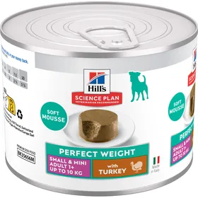 Meilleurs prix pour HILL'S Science Plan Perfect Weight Adult Small & Mini Mousse pour Chien Adulte de petite et très petite races à la Dinde - 12x200g