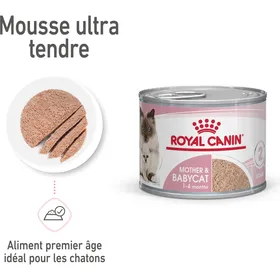 Meilleurs prix pour ROYAL CANIN Mother & Babycat tendre mousse pour chatte et chaton de 0 à 4 mois - Lot de 12x ROYAL CANIN Mother & Babycat mousse - 195g