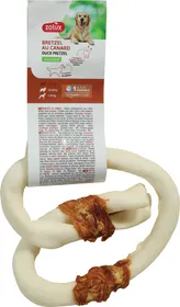 Comparer les prix de Os à mâcher peau de bovin bretzel 12cm - 2 saveurs - Poulet