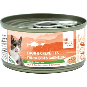 Comparer les prix de Pâtée en gelée BUBIMEX Bubi Nature thon et crevettes pour chat - Lot de 12x 70g