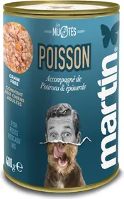Comparer les prix de MARTIN Mijoté de poisson pâtée complète riche en protéines pour chien - Lot de 6x 400g
