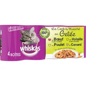 Meilleurs prix pour Pack de 4 Pâtées WHISKAS La Carte du Marché en Gelée Whiskas pour Chat