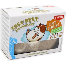 Comparer les prix de TYROL Nid pour Rongeur. 100% Fibres naturelles de Coco, Sisal et Coton. Coloris Blanc. 50G