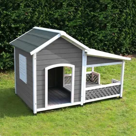 Comparer les prix de Niche en bois avec terrasse pour grand chien ZOLIA FALCO