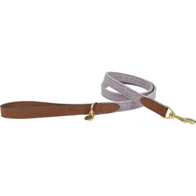 Comparer les prix de Laisse Fantail en cuir agneau et tissus gris clair pour chien