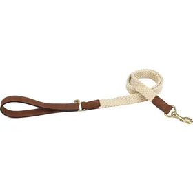 Meilleurs prix pour Laisse Fantail cuir d'agneau et corde brun foncé et beige pour chien